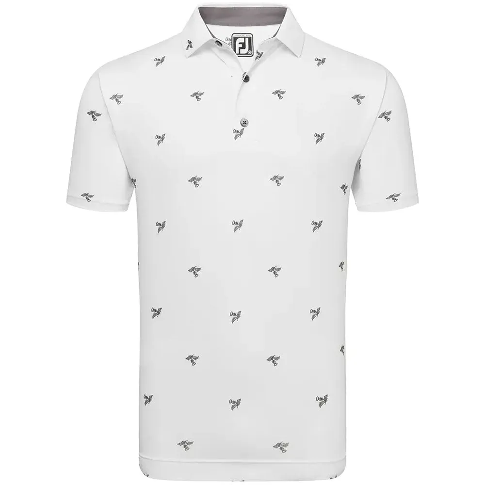 Made to Turn Heads Easter Sale Footjoy Thistle Print Lisle Polo Shirt - White