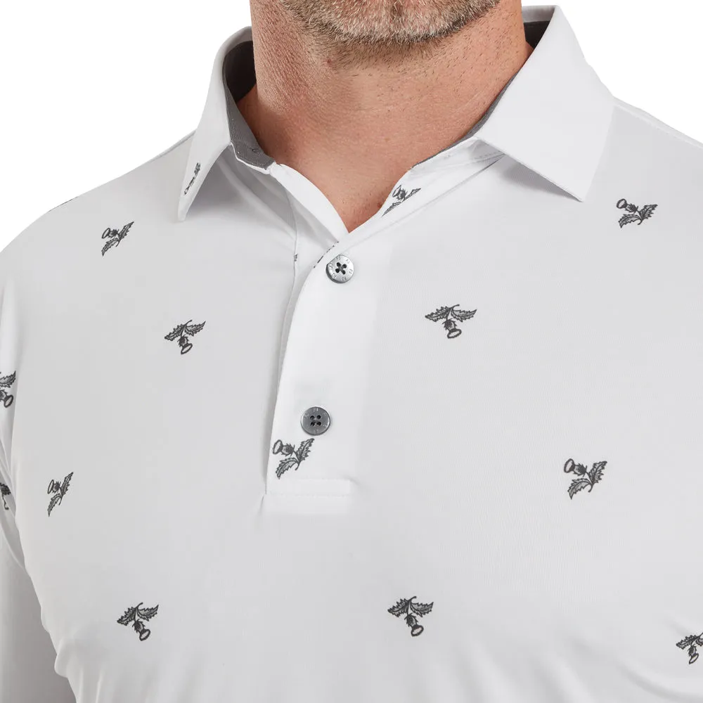 Footjoy Thistle Print Lisle Polo Shirt - White Great Value Unleash Your Power