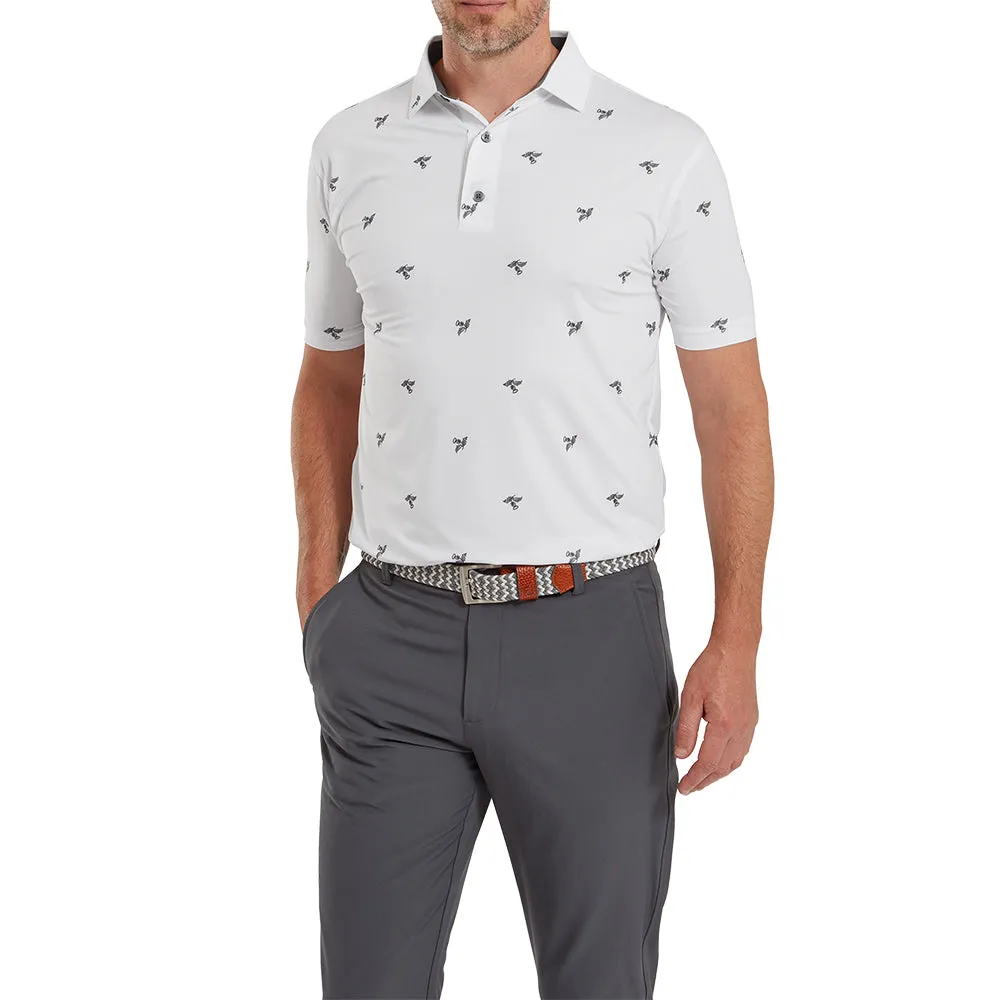 Spring Sale Footjoy Thistle Print Lisle Polo Shirt - White