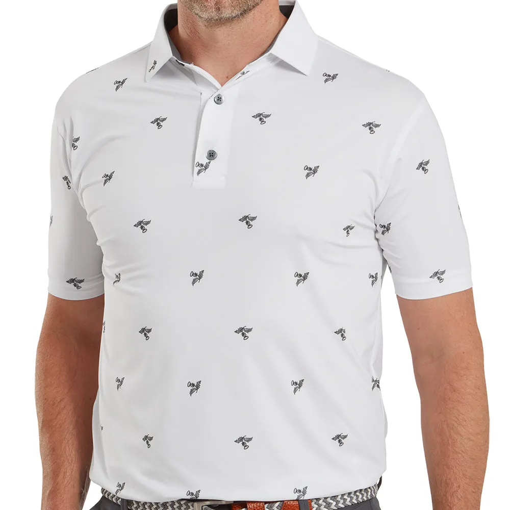 Loud Looks, Smooth Moves Footjoy Thistle Print Lisle Polo Shirt - White