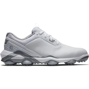 Footjoy Tour Alpha Spiked Waterproof Shoes - White/White/Silver Built to Perform Limited Time Offer
