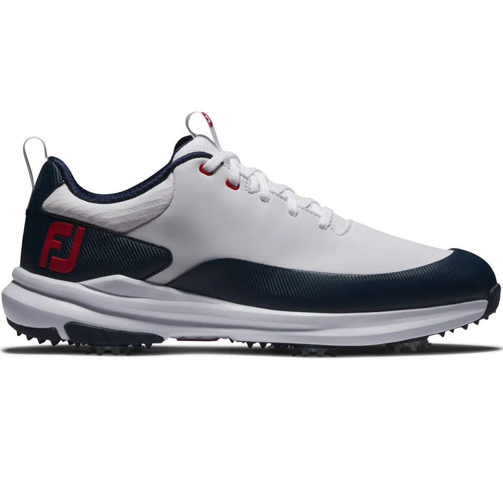Footjoy Tour Rival Spiked Shoes - White/Navy/Red Fearlessly You