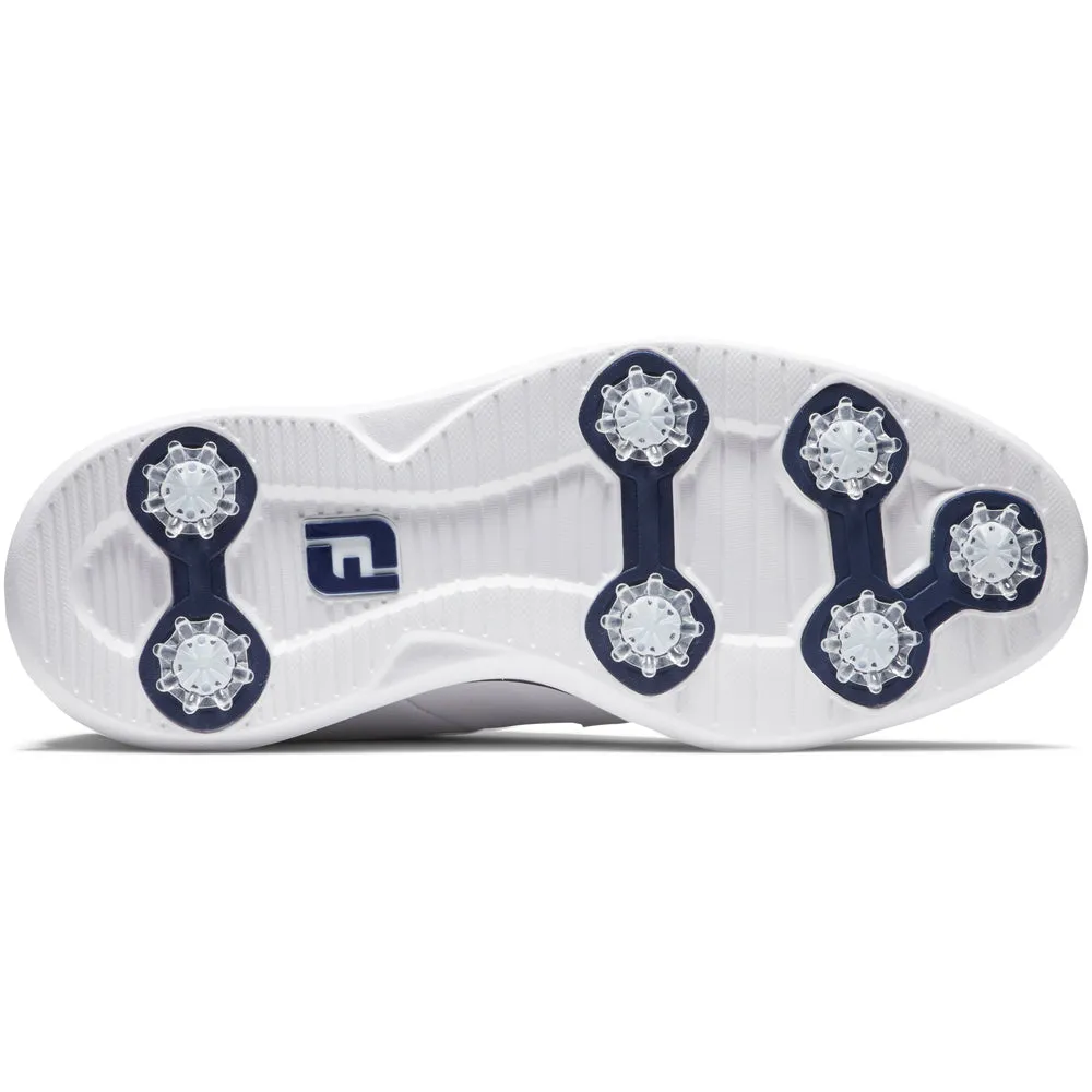 Footjoy Traditions Blucher Spiked Waterproof Shoes - White/White/Navy Blucher Move Beyond Ordinary All Saints' Day Sale