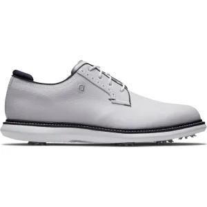 Fearlessly You Designed to Dominate Footjoy Traditions Blucher Spiked Waterproof Shoes - White/White/Navy Blucher