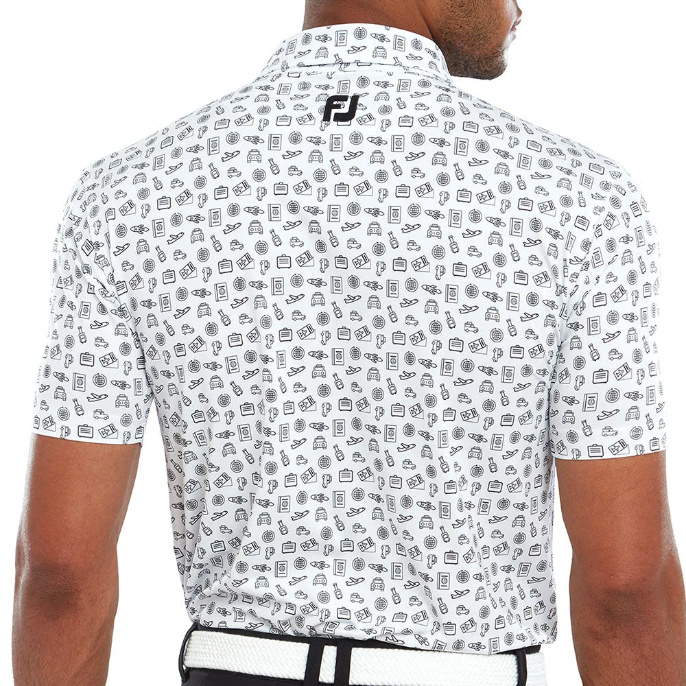 Walk Loud Footjoy Travel Print Polo Shirt - White/Black