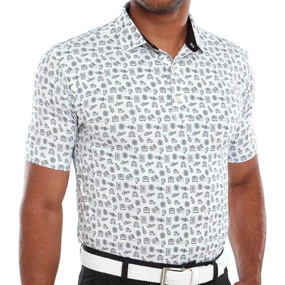Footjoy Travel Print Polo Shirt - White/Black Fearlessly You Thanksgiving Day Sale