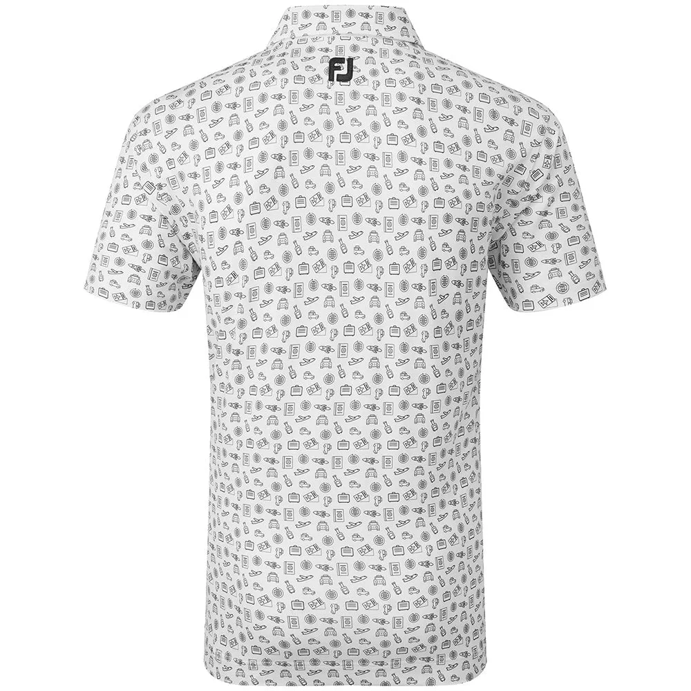 Footjoy Travel Print Polo Shirt - White/Black Feel the Energy