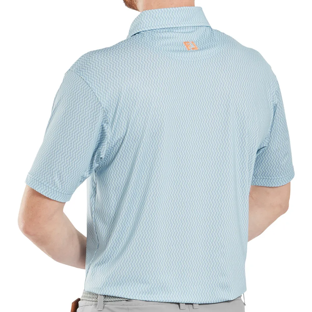Footjoy Wiggle Print Lisle Polo Shirt - Blue Jay/White/Pistachio/Orange Thanksgiving Day Sale Performance Unleashed