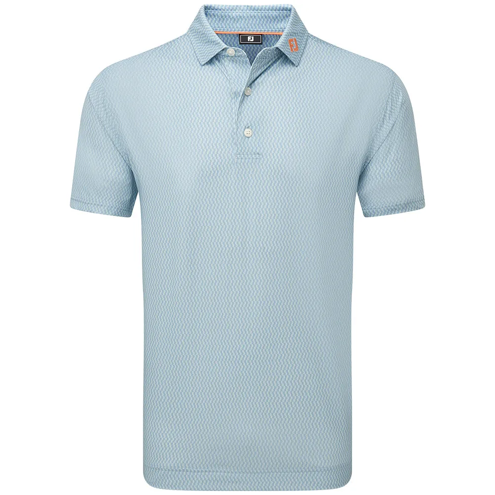 Loud Looks, Smooth Moves Mother's Day Sale Footjoy Wiggle Print Lisle Polo Shirt - Blue Jay/White/Pistachio/Orange