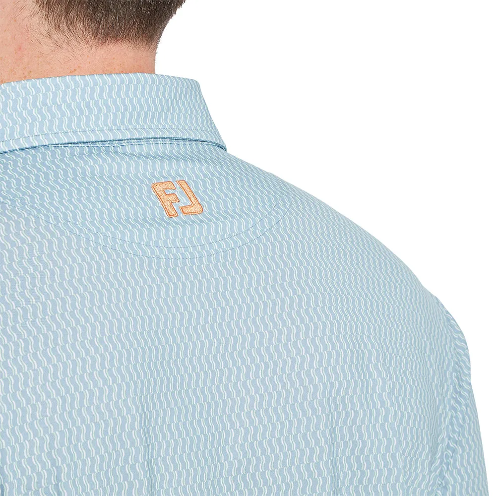 Affordable Autumn Sale Footjoy Wiggle Print Lisle Polo Shirt - Blue Jay/White/Pistachio/Orange