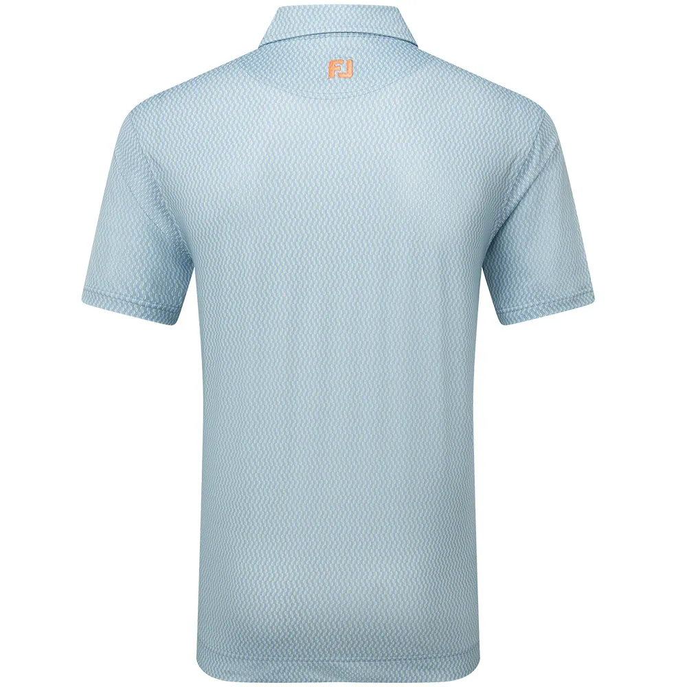 Footjoy Wiggle Print Lisle Polo Shirt - Blue Jay/White/Pistachio/Orange Own the Moment
