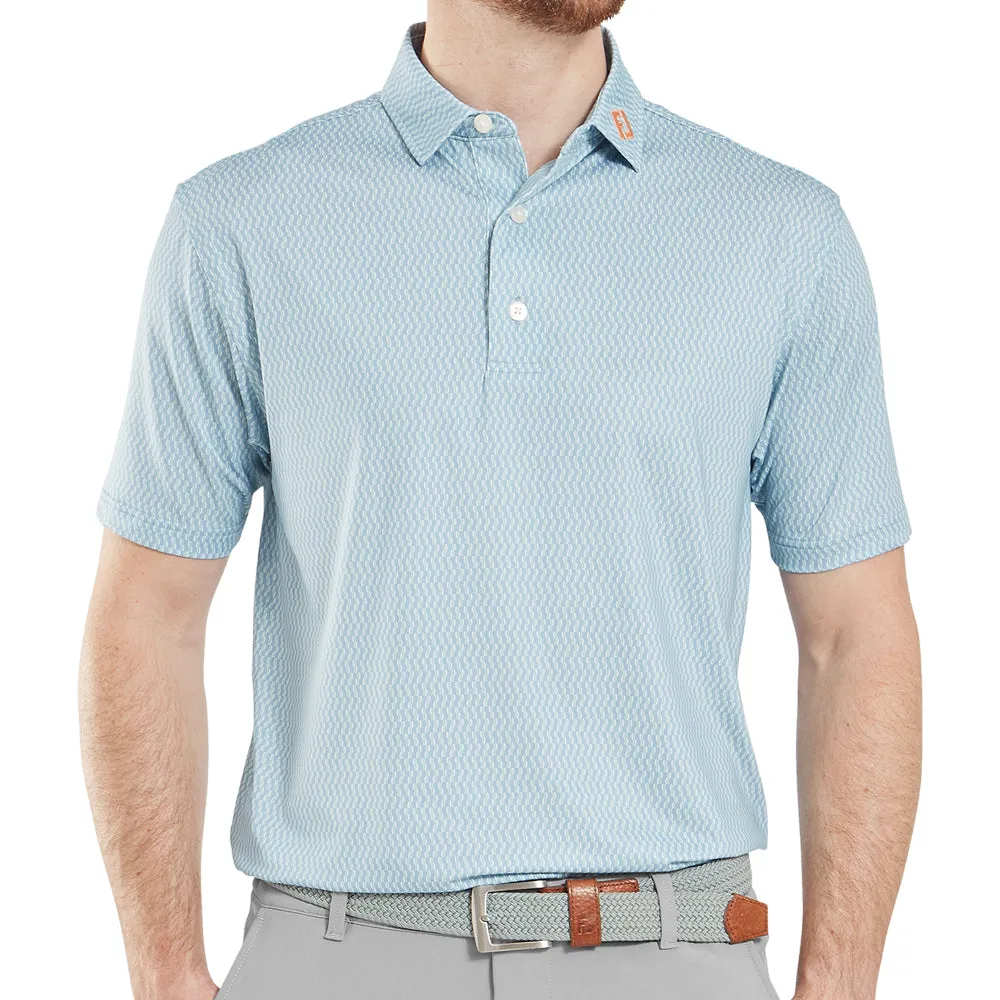 Footjoy Wiggle Print Lisle Polo Shirt - Blue Jay/White/Pistachio/Orange Exclusive Deal