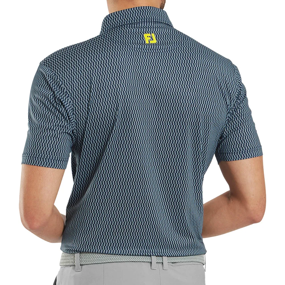 Footjoy Wiggle Print Lisle Polo Shirt - Navy/Grey/White Move Beyond Ordinary Fearlessly You