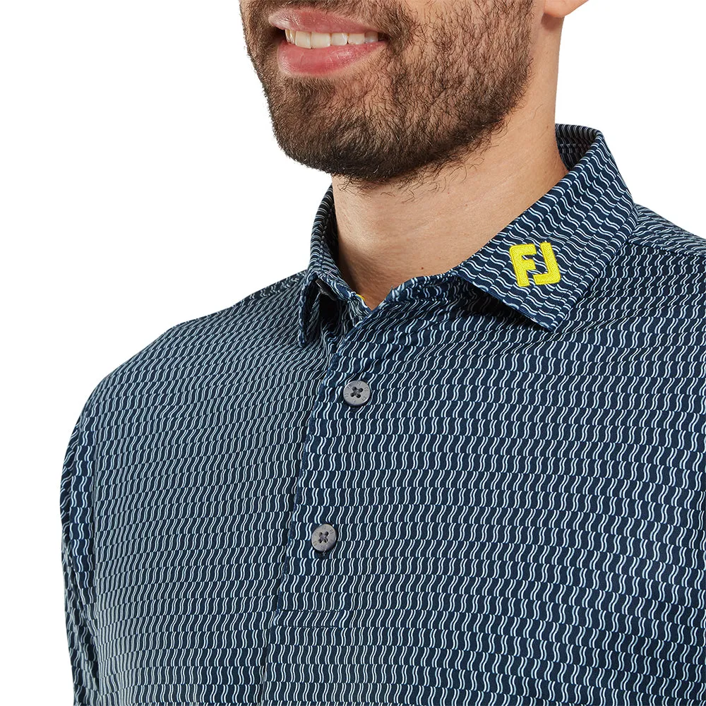 Command Attention Made to Turn Heads Footjoy Wiggle Print Lisle Polo Shirt - Navy/Grey/White