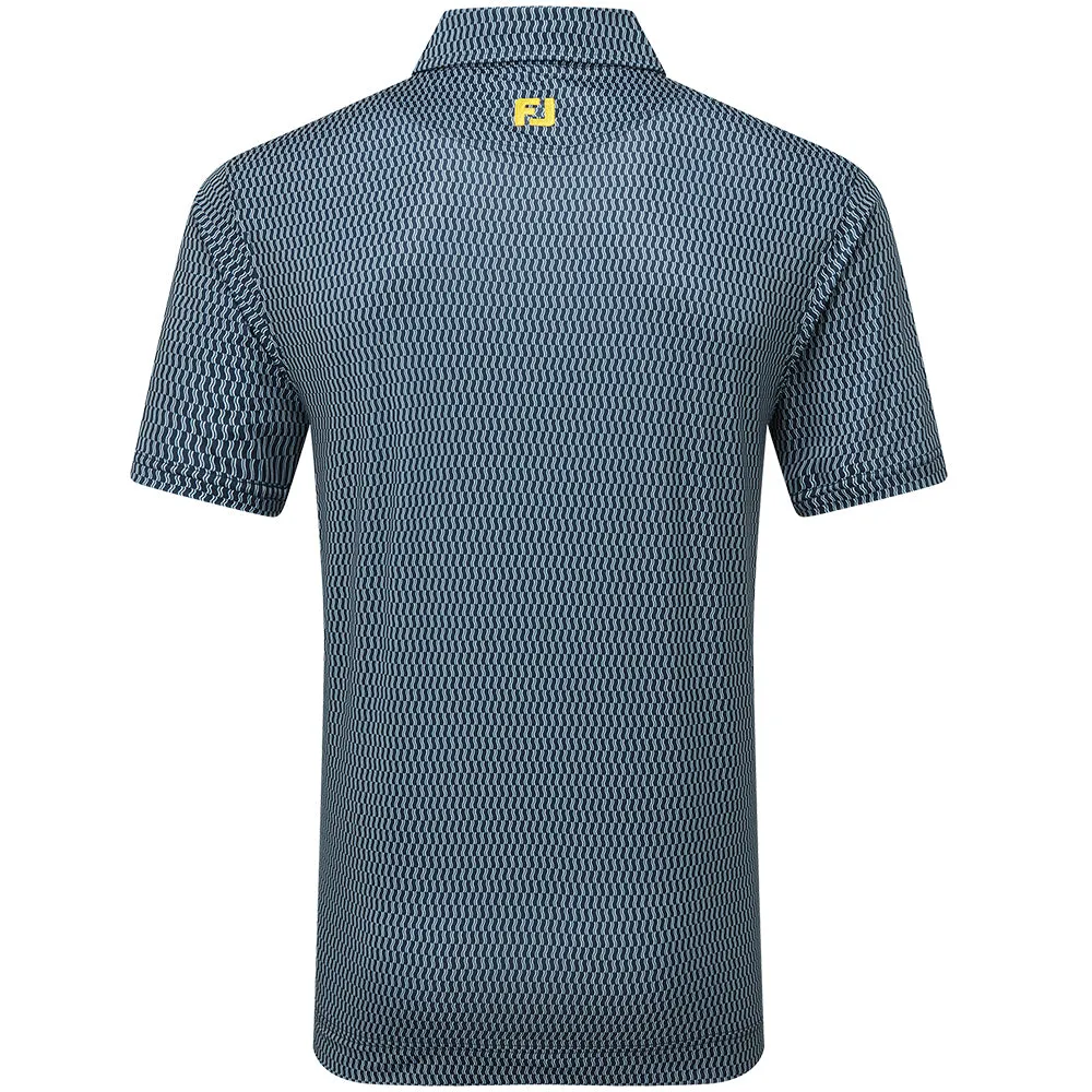 Footjoy Wiggle Print Lisle Polo Shirt - Navy/Grey/White Own the Streets Stay in Motion