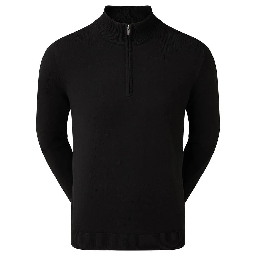 Loud Looks, Smooth Moves Footjoy Wool Blend 1/2 Zip Lined Pullover - Black