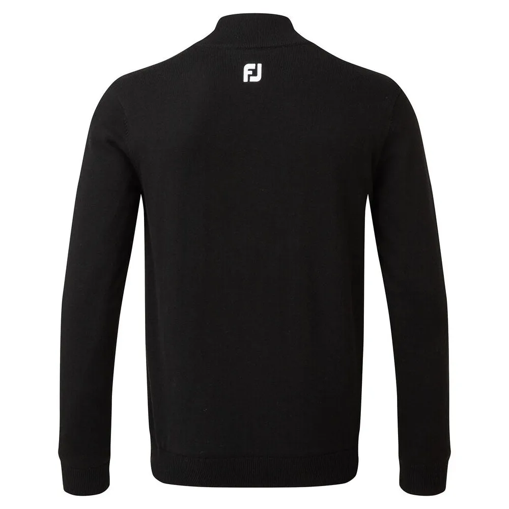 Style Meets Power Footjoy Wool Blend 1/2 Zip Lined Pullover - Black