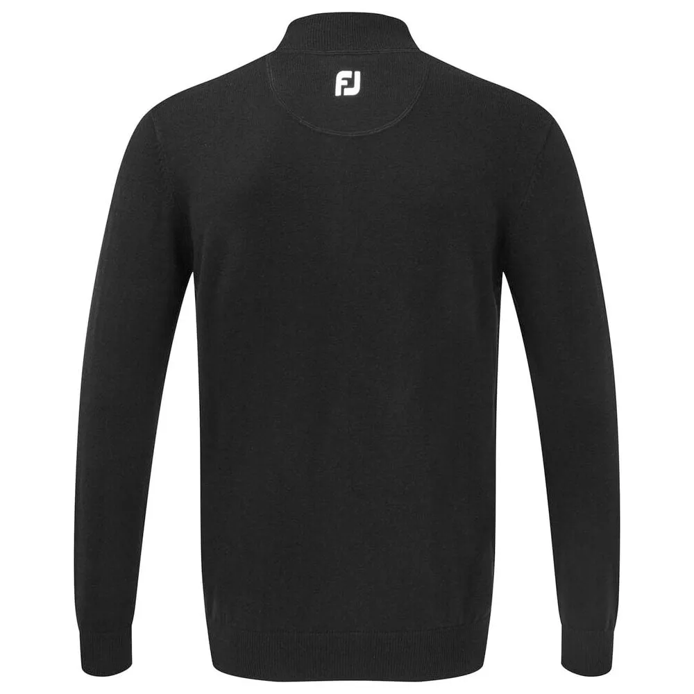 Footjoy Wool Blend 1/2 Zip Pullover - Black Stride with Confidence Halloween Sale