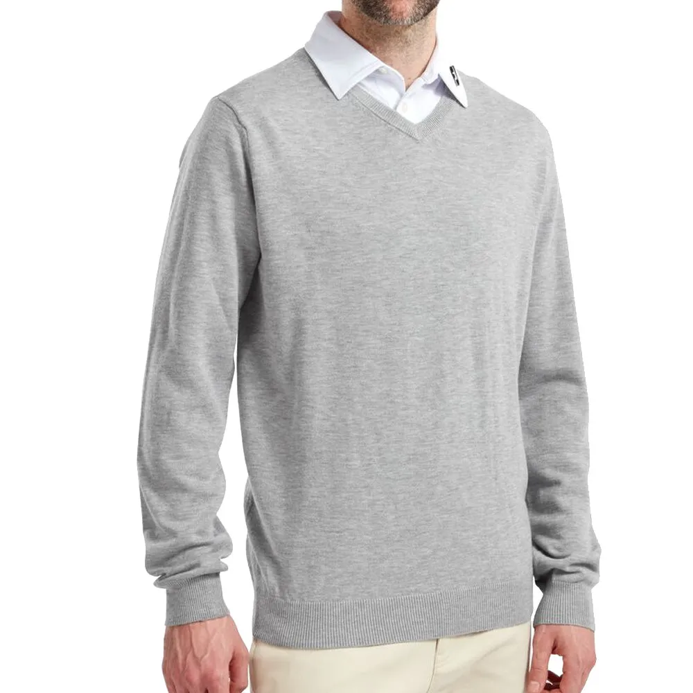 Footjoy Wool Blend V-Neck Pullover - Heather Grey Back To School Sale