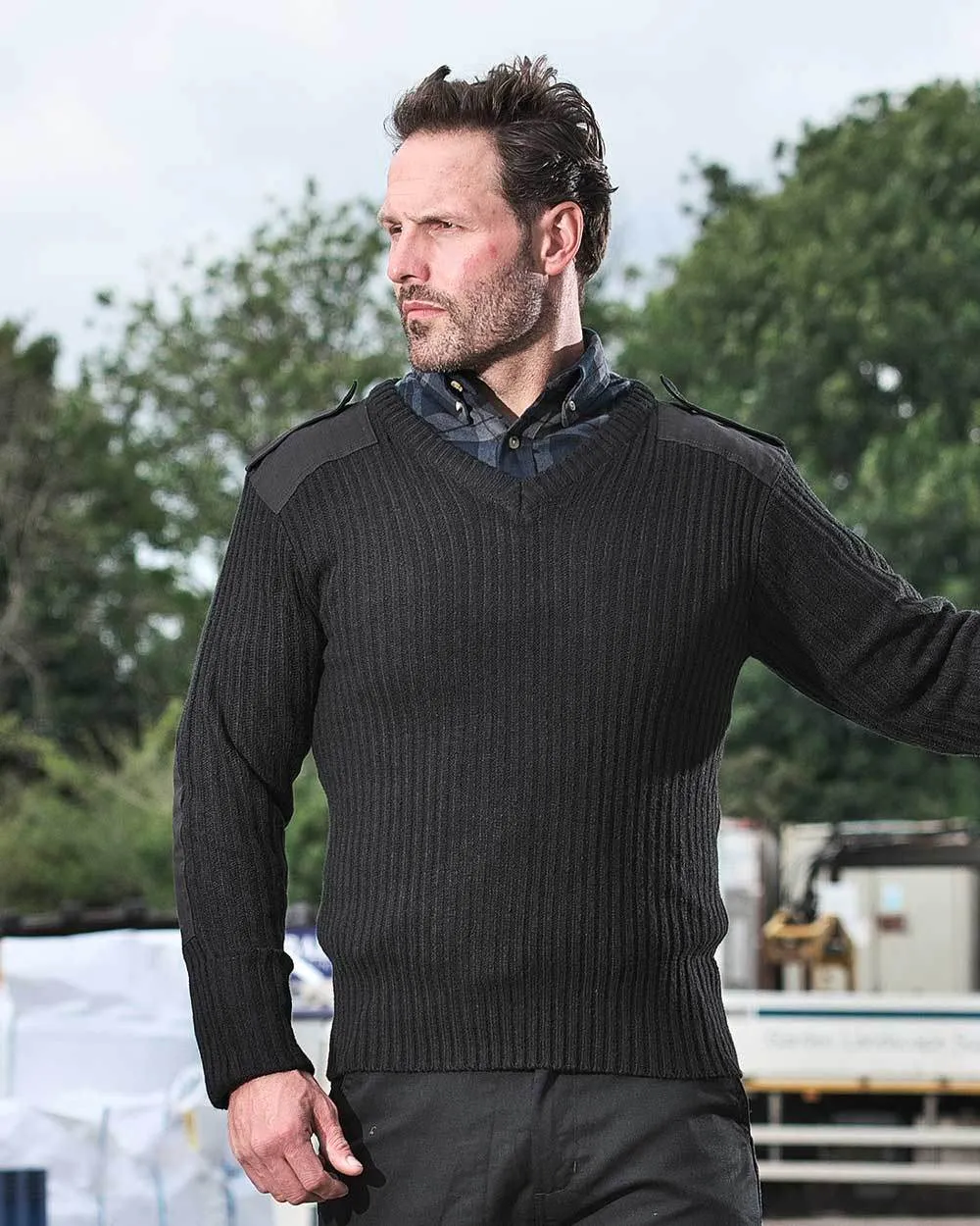 Fort V-Neck Combat Jumper V-Neck Wool Sweaters
