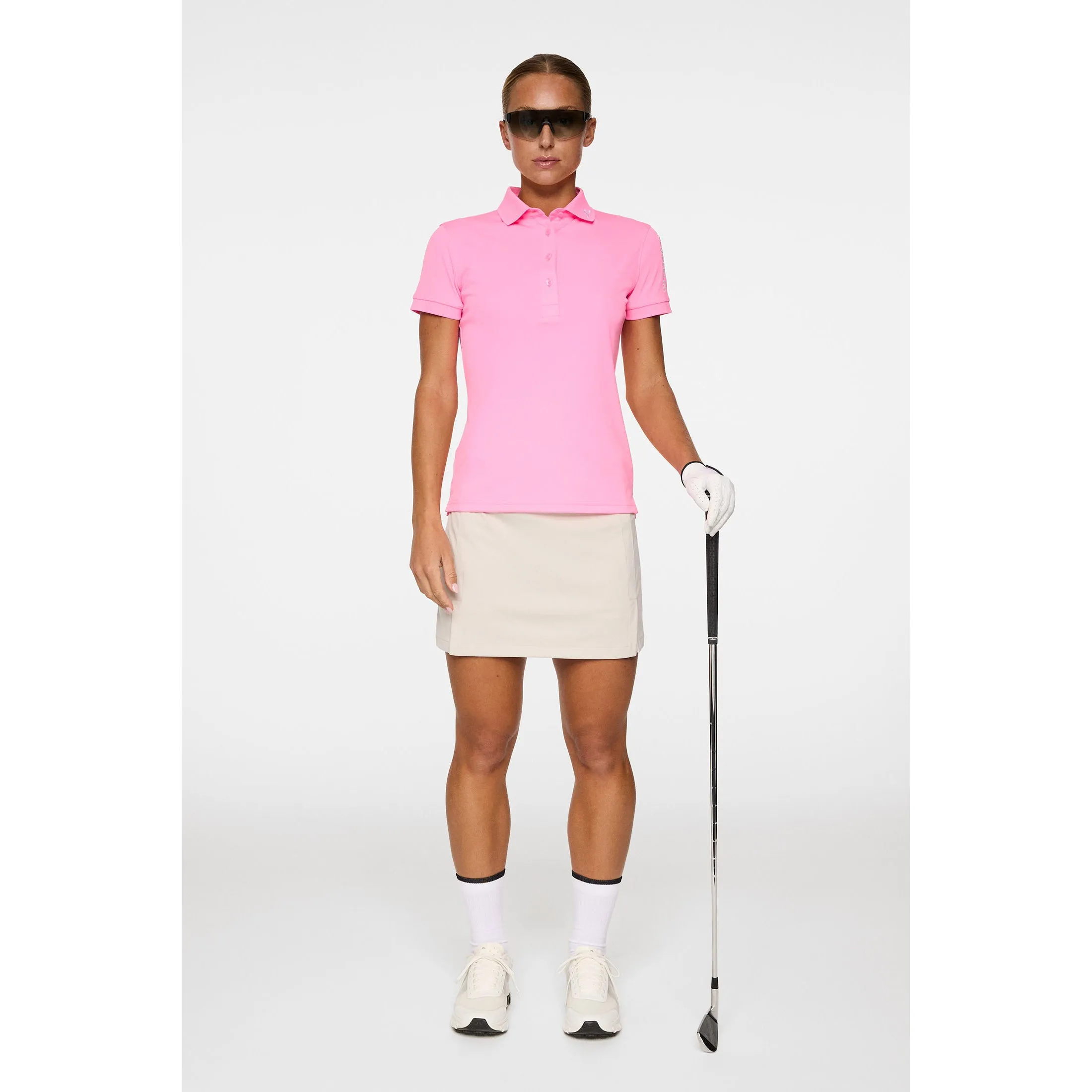 J.Lindeberg Women'S Tour Tech Golf Polo Shirt - Eosine Pink Black Friday Sale