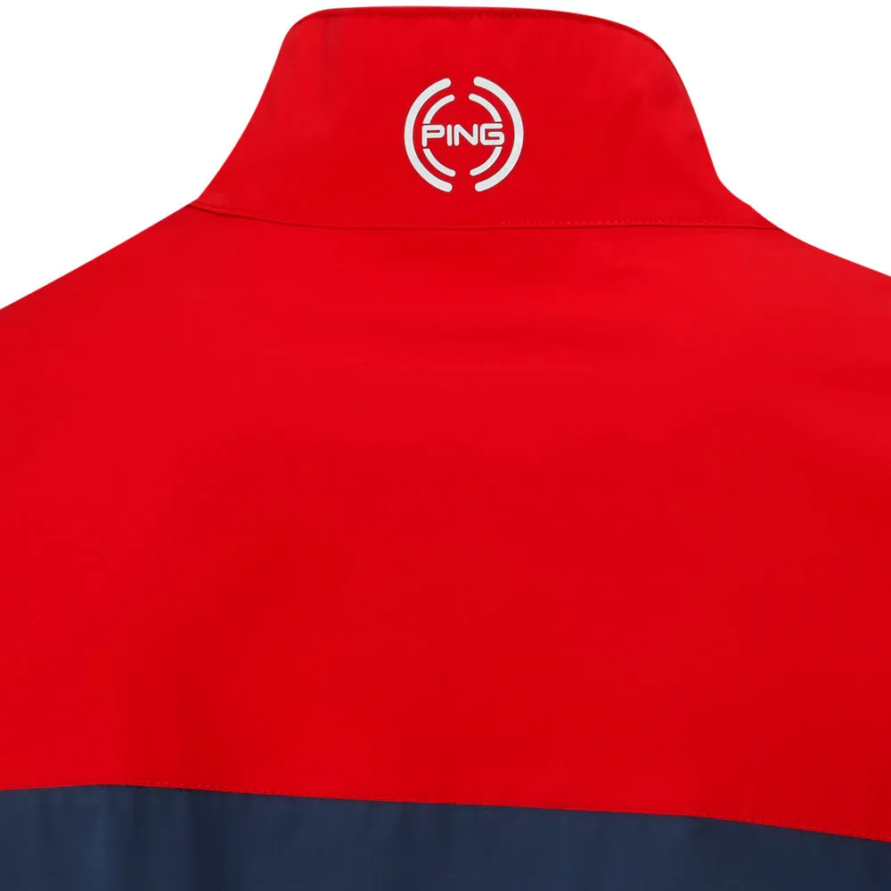 Ping Aquadrive Waterproof 1/2 Zip Jacket - Oxford Blue/Classic Red Father's Day Sale Exclusive Deal