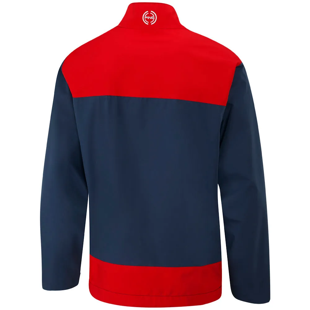 Ping Aquadrive Waterproof 1/2 Zip Jacket - Oxford Blue/Classic Red Spring Sale Push Beyond Limits