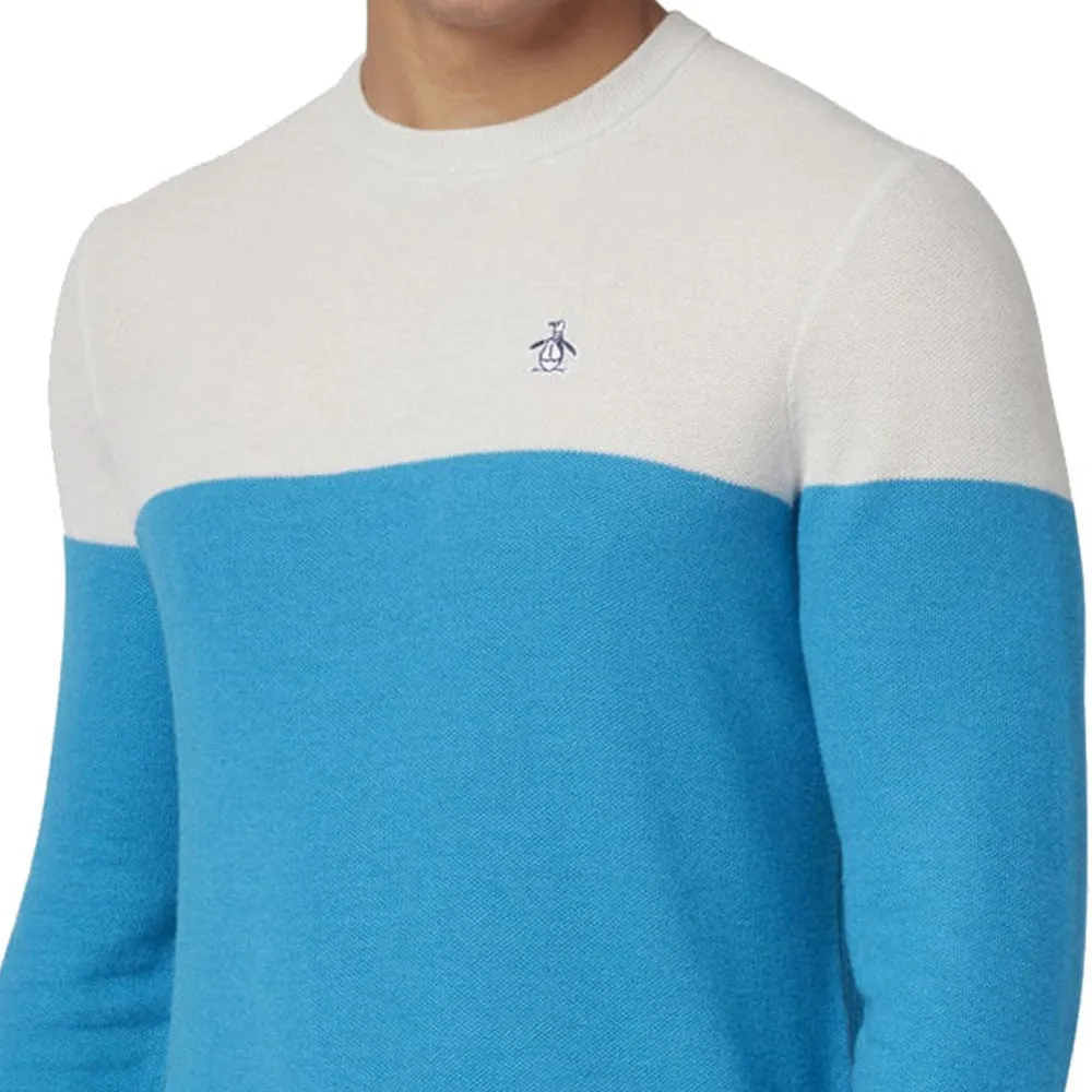 Step Out Boldly Original Penguin Colour Block Sweater - Pearl Blue