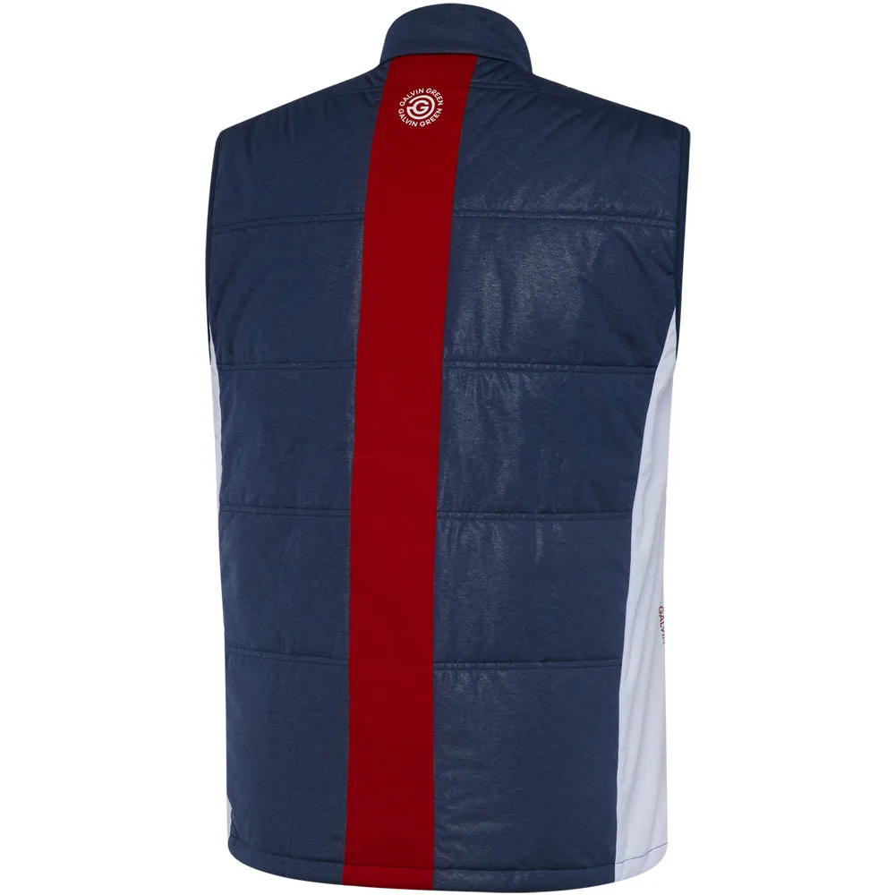 Galvin Green Lennox Windproof Water Resistant Gilet - Navy/White/Red Easter Sale