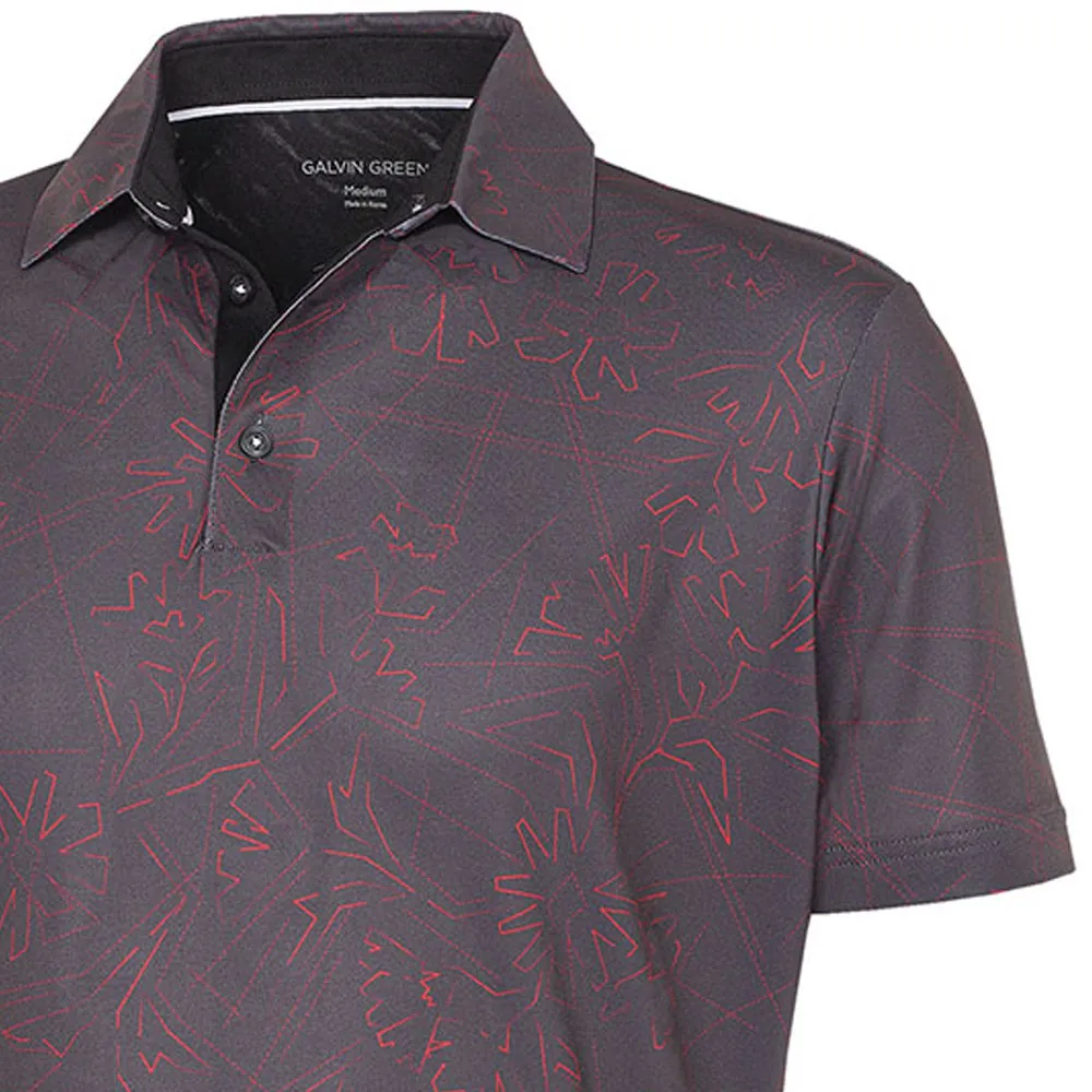Galvin Green Maverick V8  Polo Shirt - Forged Iron/Red Stay in Motion Biggest Sale of the Year