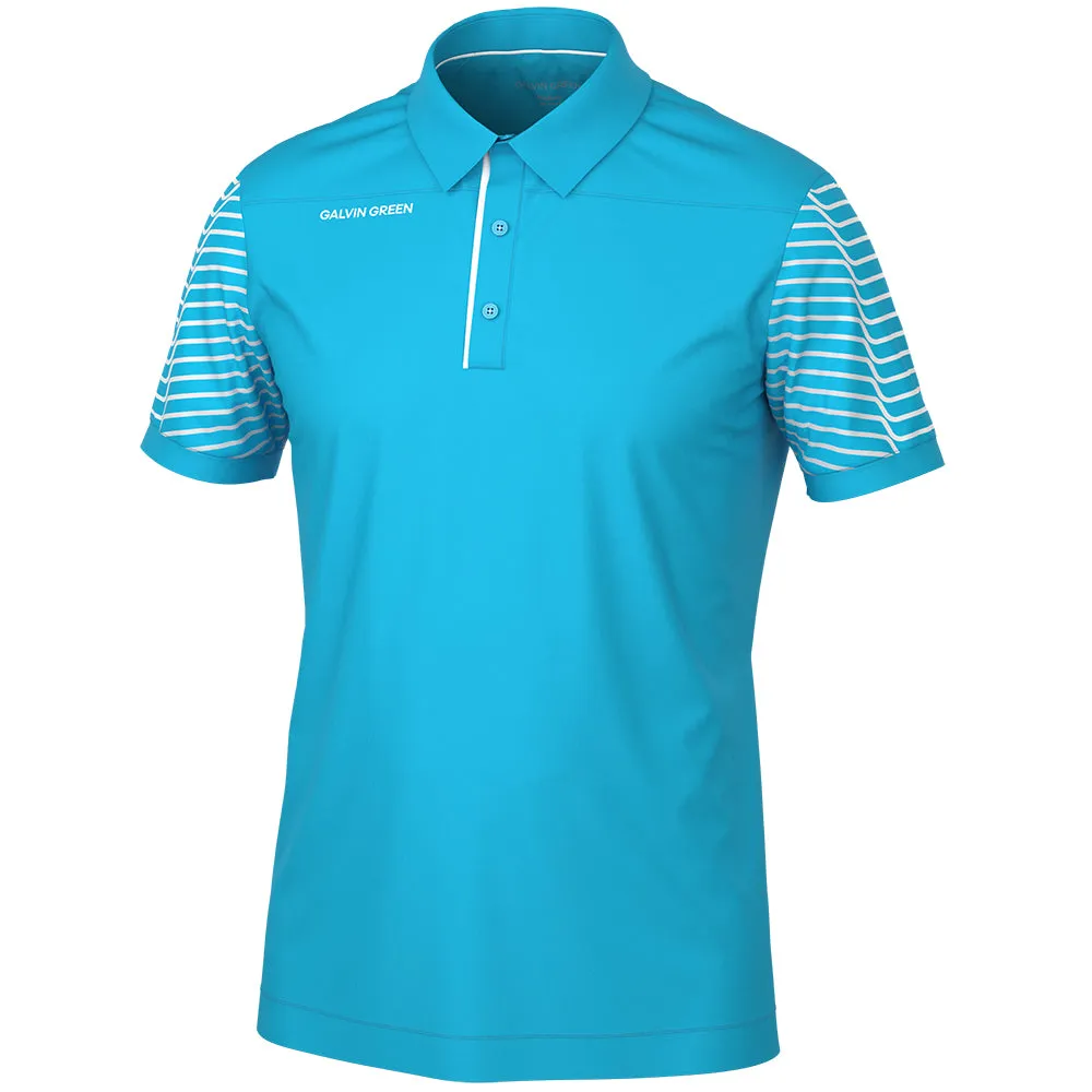 Galvin Green Milion Polo Shirt - Aqua/White Make a Statement Built to Perform