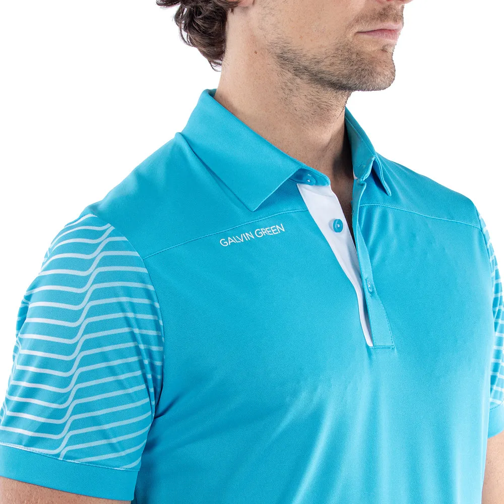 Galvin Green Milion Polo Shirt - Aqua/White Labor Day Sale