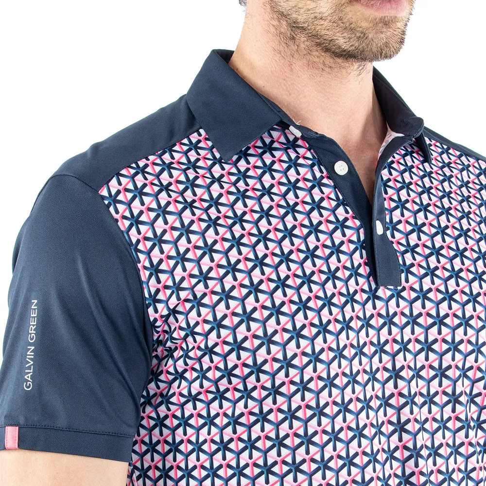 Galvin Green Mio Polo Shirt - Camelia Rose/Navy Black Friday Exclusive Stay in Motion