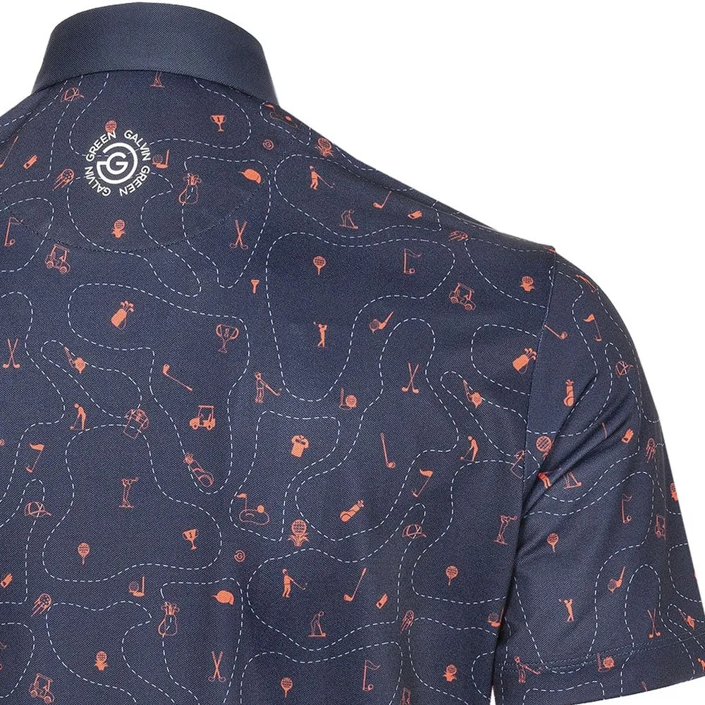 Bring the Heat Cyber Monday Sale Galvin Green Miro V8  Polo Shirt - Navy/Orange