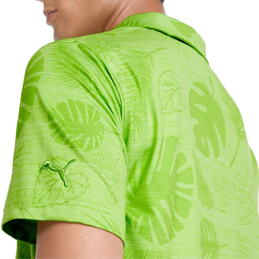 Puma Cloudspun Leaves N' Flowers Polo Shirt - Greenery Heather Made to Move Mother's Day Sale