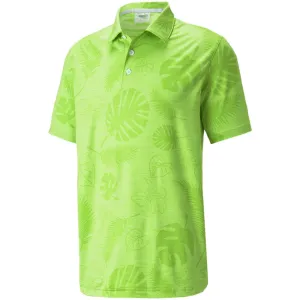 Puma Cloudspun Leaves N' Flowers Polo Shirt - Greenery Heather Easter Sale Flash Sale