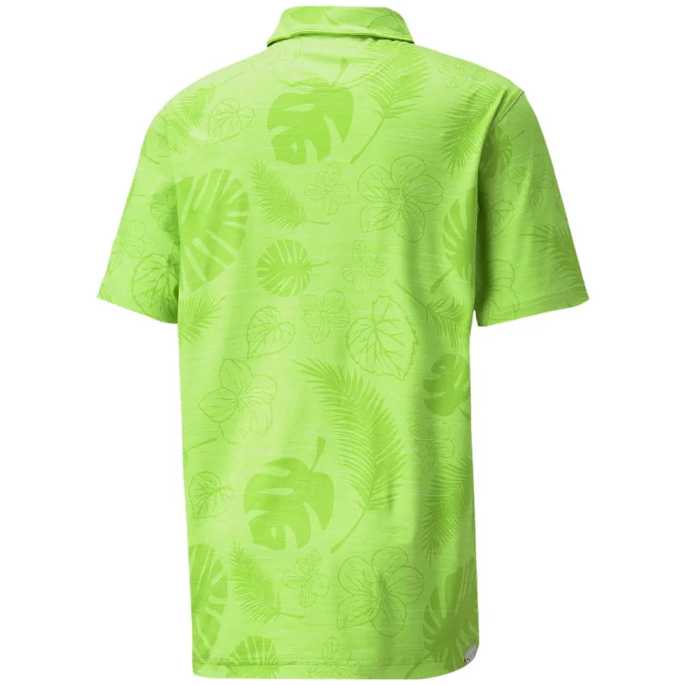 Big Savings Puma Cloudspun Leaves N' Flowers Polo Shirt - Greenery Heather