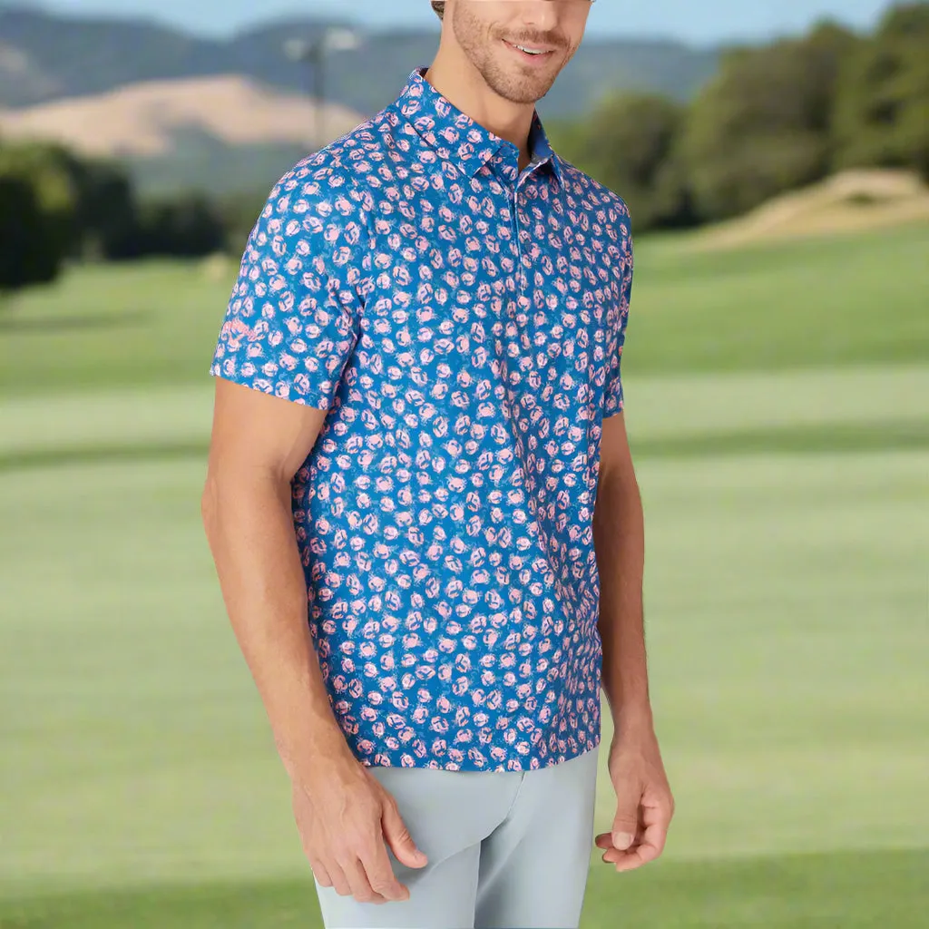 Callaway Crab Novelty Polo Shirt - Galaxy Blue Fearlessly You Walk with Power