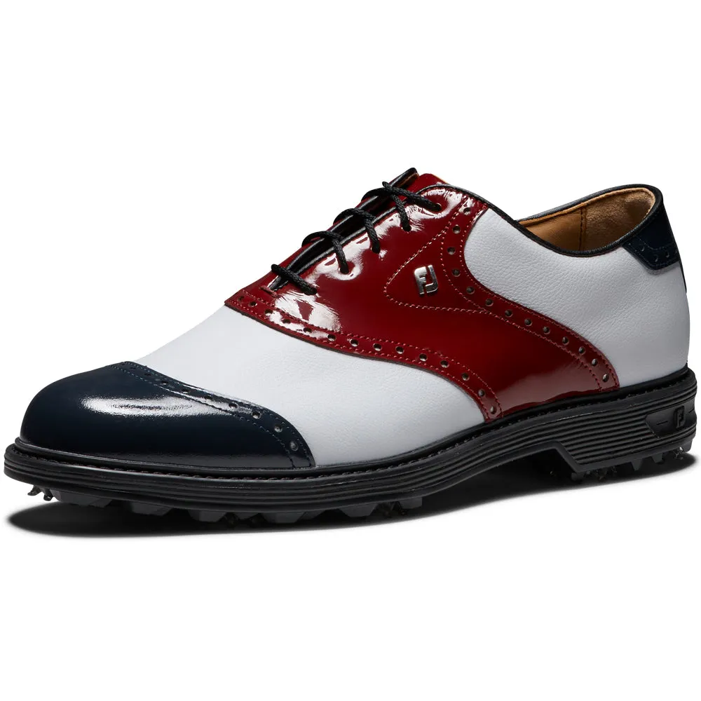 Be Unstoppable Stay in Motion Footjoy Premiere Series Wilcox Spiked Waterproof Shoes - White/Navy/Wine