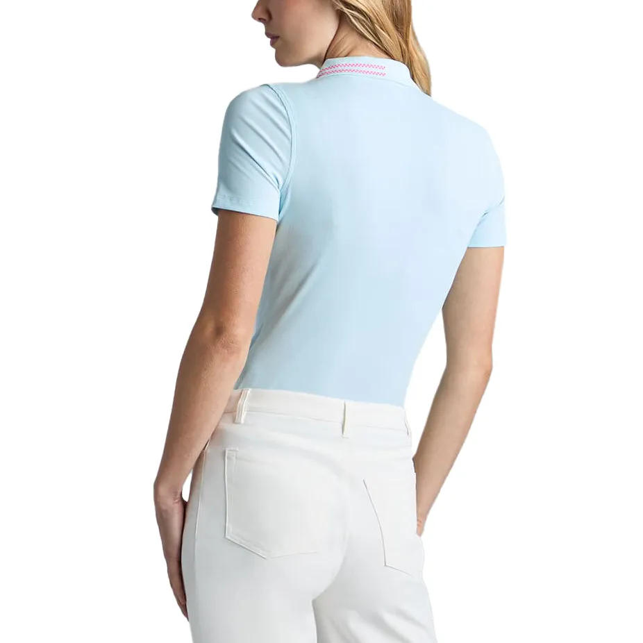 Special Offer G/Fore Women'S Checkered Collar Ribbed Tech Golf Polo Shirt - Daybreak