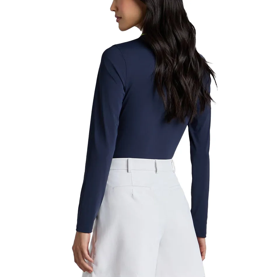 G/Fore Women'S Contrast Collar Silky Tech Long Sleeve Golf Polo Shirt - Twilight Bring the Heat