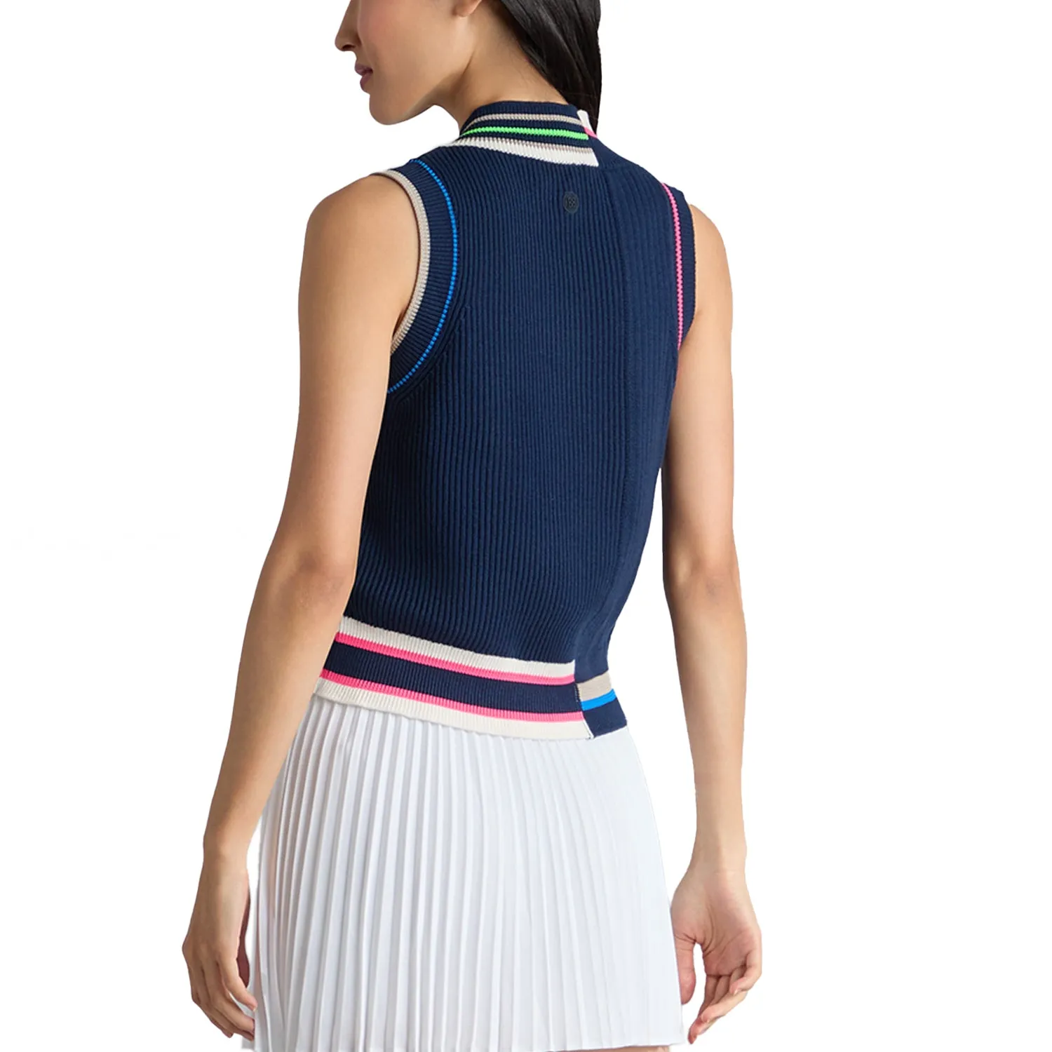 Own the Vibe Push Beyond Limits G/Fore Women'S Engineered Stripe Sweater Golf Vest - Twilight