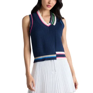G/Fore Women'S Engineered Stripe Sweater Golf Vest - Twilight Holiday Sale