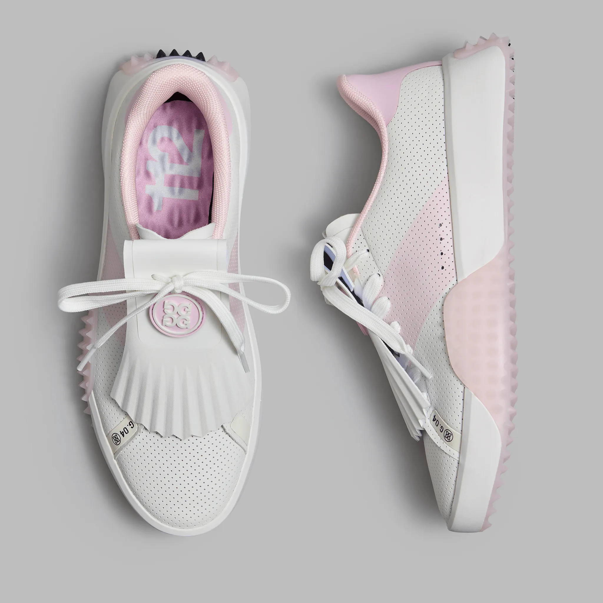 Sweetest Day Sale G/Fore Women'S G.112 Perforated Leather Kiltie Golf Shoes - Snow/Blush