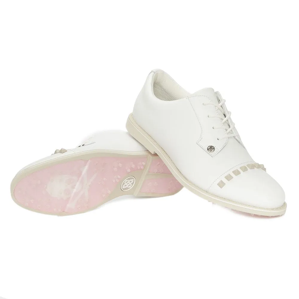 G/Fore Women'S Gallivanter Leather Stud Cap Toe Golf Shoes - Stone All Eyes on You Gear Up and Go