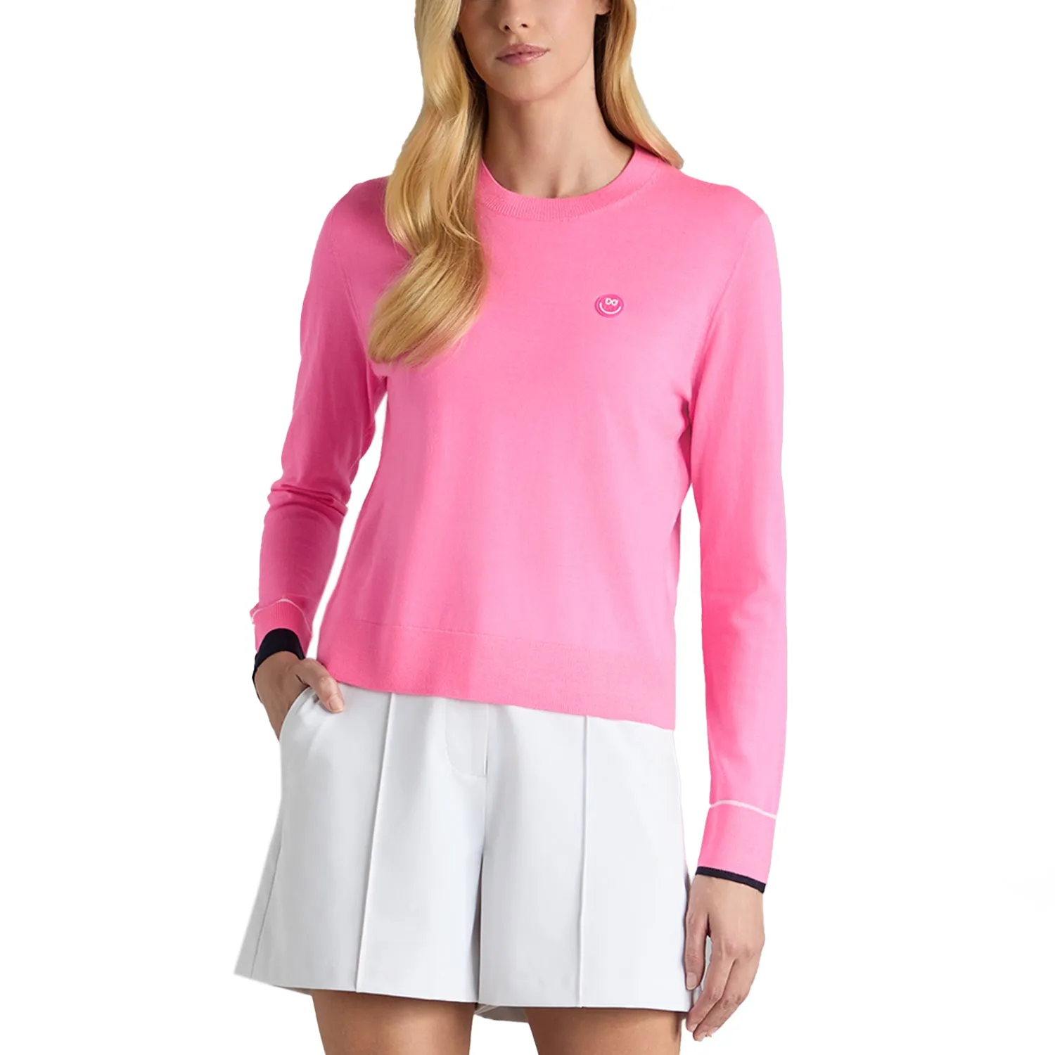 Father's Day Sale Labor Day Sale G/Fore Women'S Happy G'S Merino Wool Golf Sweater - Knockout Pink
