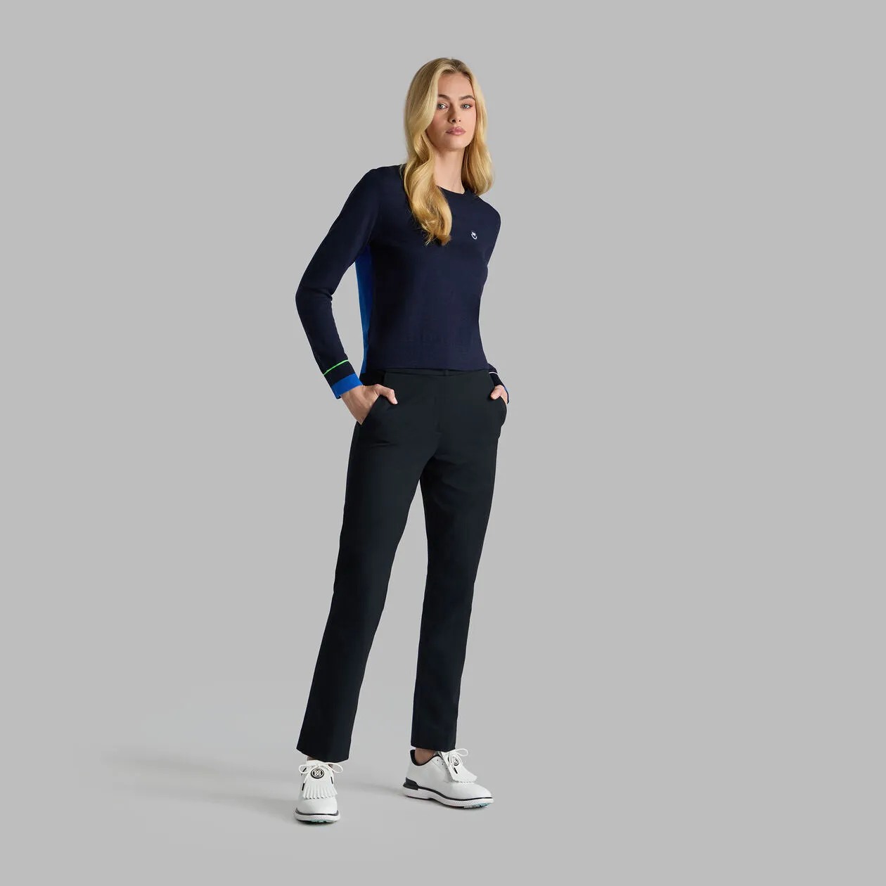 Not for the Ordinary Built to Move You G/Fore Women'S Happy G'S Merino Wool Golf Sweater - Twilight