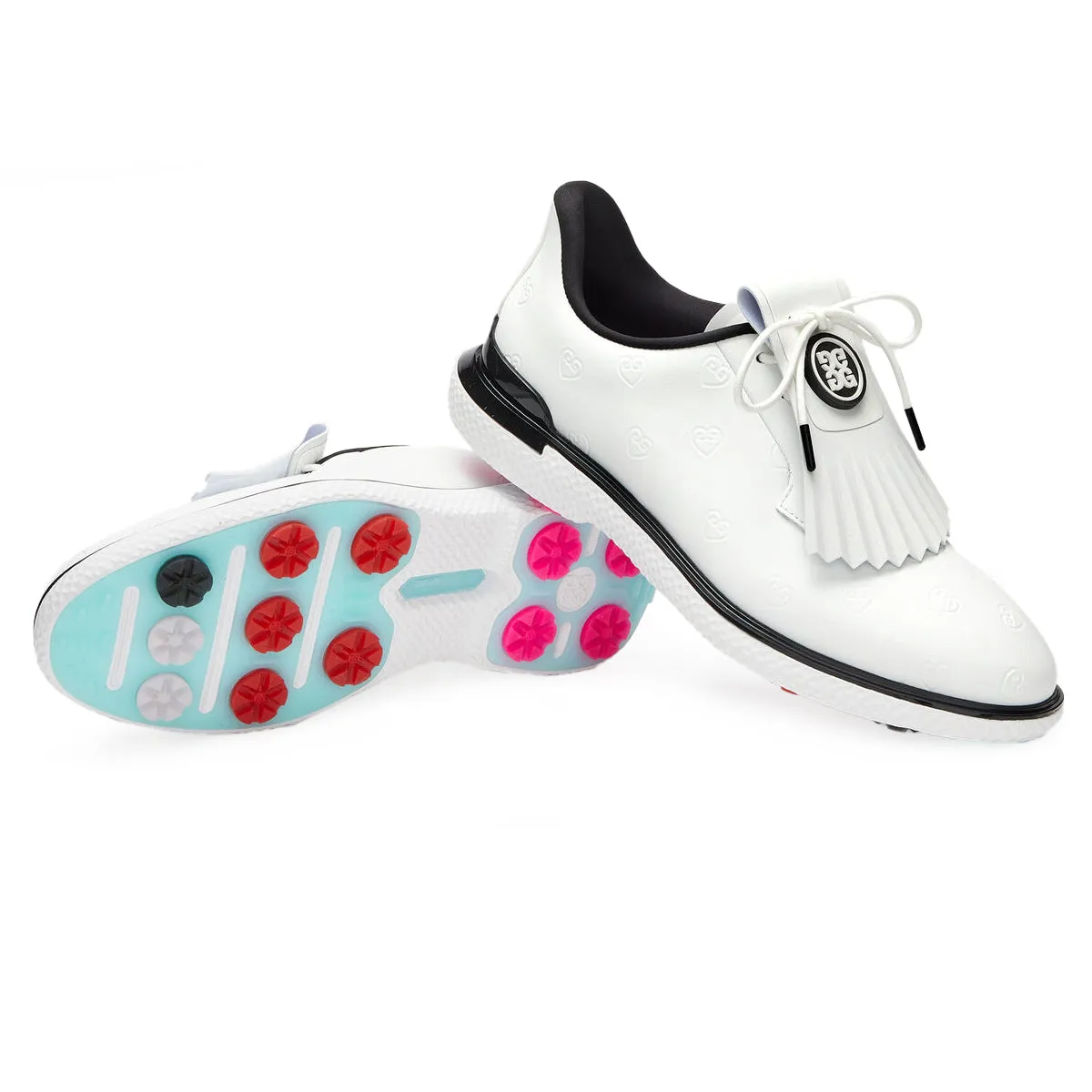 Steal G/Fore Women'S Heart Debossed Gallivan2R Kiltie Golf Shoes - Snow/Onyx