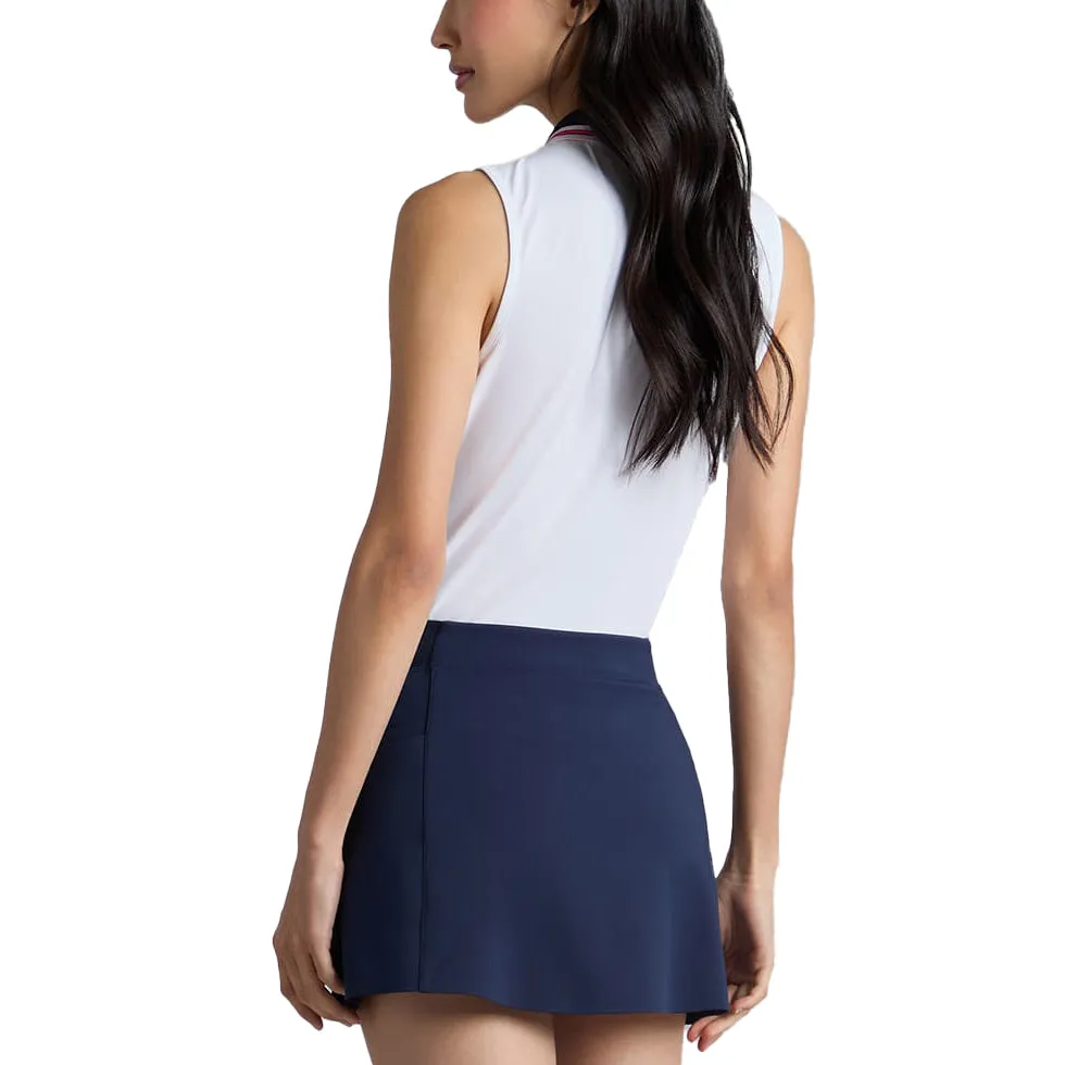 G/Fore Women'S Rib Collar Tech Pique Sleeveless Golf Polo Shirt - Snow Built to Perform