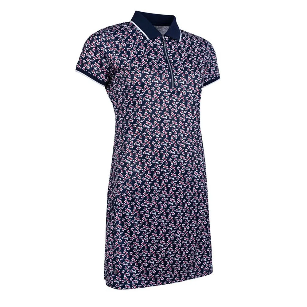 Glenmuir Women'S Victoria 1/4 Zip Performance Golf Polo Dress - Navy/ Garnet Flowers Move Beyond Ordinary Biggest Sale of the Year